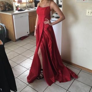 Sherri Hill Open Back Red Prom Dress